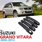 Черные защитные накладки на дверные ручки из углеродного волокна для Suzuki Grand Vitara Grand кочеточный эскудо 2006  2014, автомобильные аксессуары, наклейки