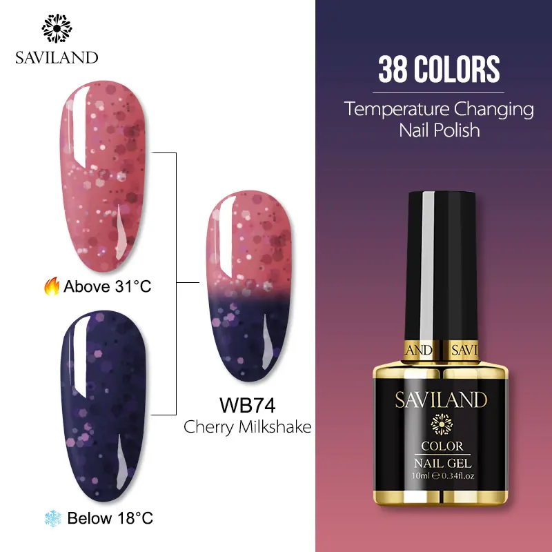10ml WB74 Saviland 15 мл Хамелеон цвета УФ Гель-лак для ногтей изменение температуры Цвет гель лак термо Полупостоянный Лаки лак для ногтей - Цвет: 10ml WB74