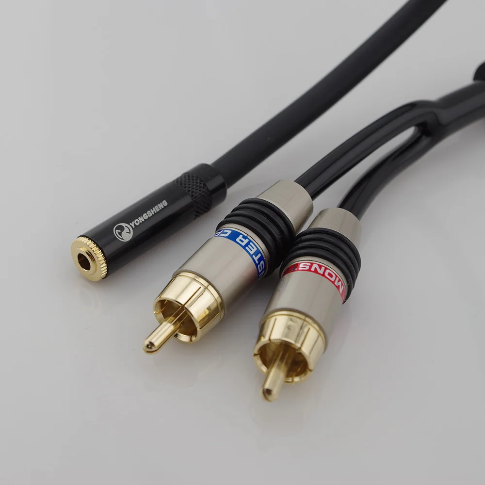 HIFI RCA кабель 2RCA на 3 5 аудио мм разъем AUX для усилителя наушников динамик Y сплиттер