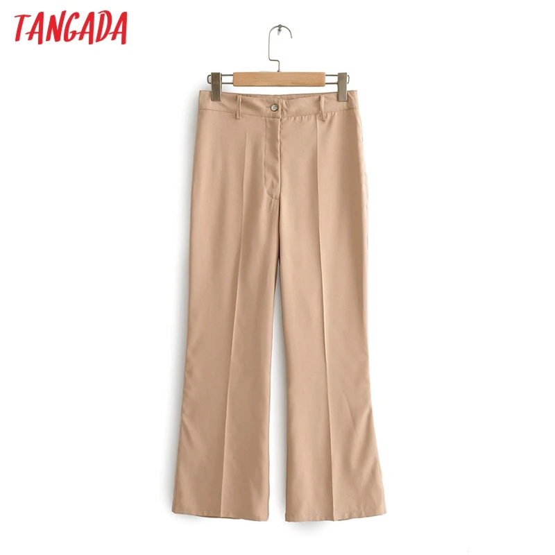 Tangada, Модный женский однотонный костюм, брюки, брюки, карманы, пуговицы,, для офиса, леди, длина по щиколотку, брюки, QJ144