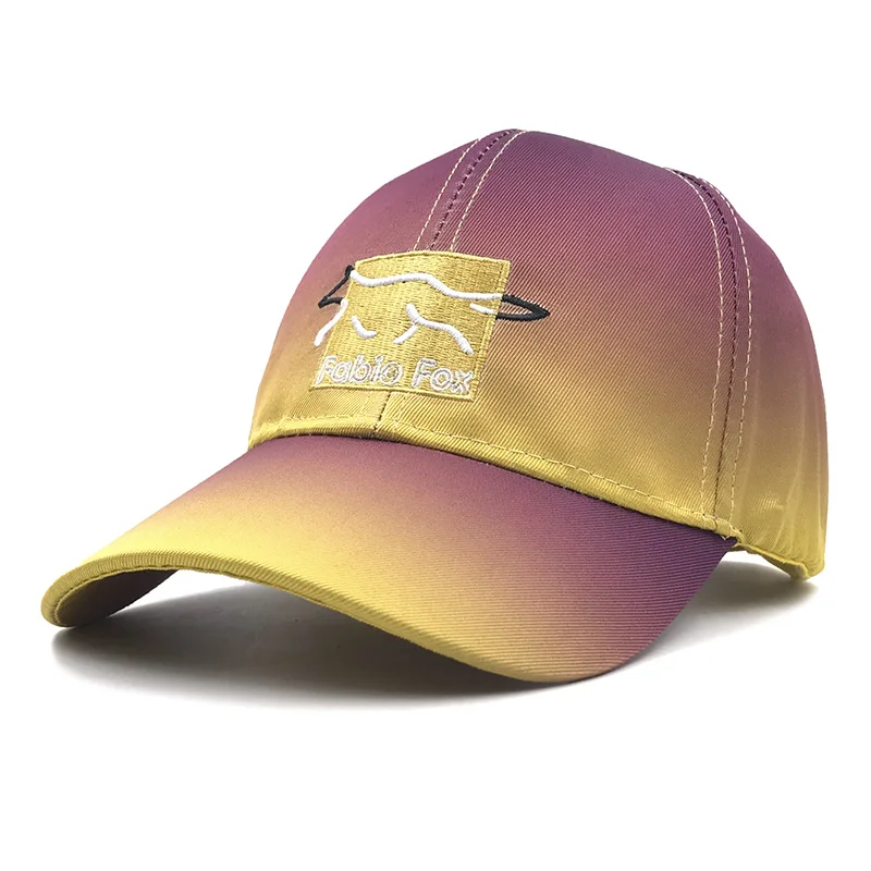 Мужская и женская хлопковая бейсбольная кепка с вышитой лисой градиентный цвет