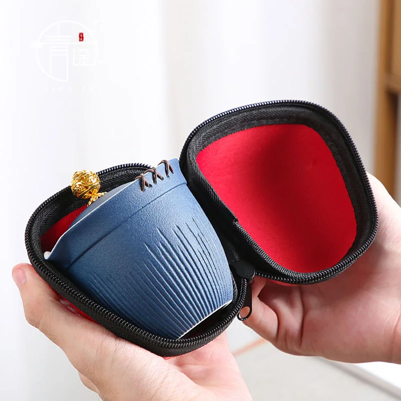 Business Hand Gift Portable Small Travel Tea Set Grab Teapot One Pot Two Cups Storage Ceramic Cool Designer Teaware | Дом и сад