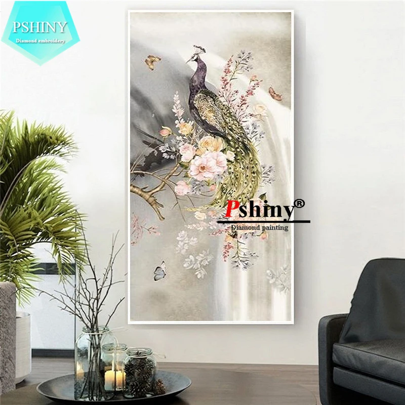 PSHINY новый 5D DIY Алмазная вышивка продажа цветок павлин картина полная дрель