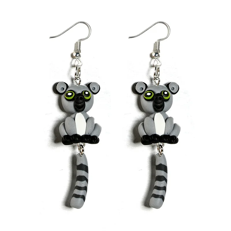 

Новые милые ручной работы миниатюрные серьги AliExpress Wish Araiguma Rascal из мягкой керамики, подвески в виде животных