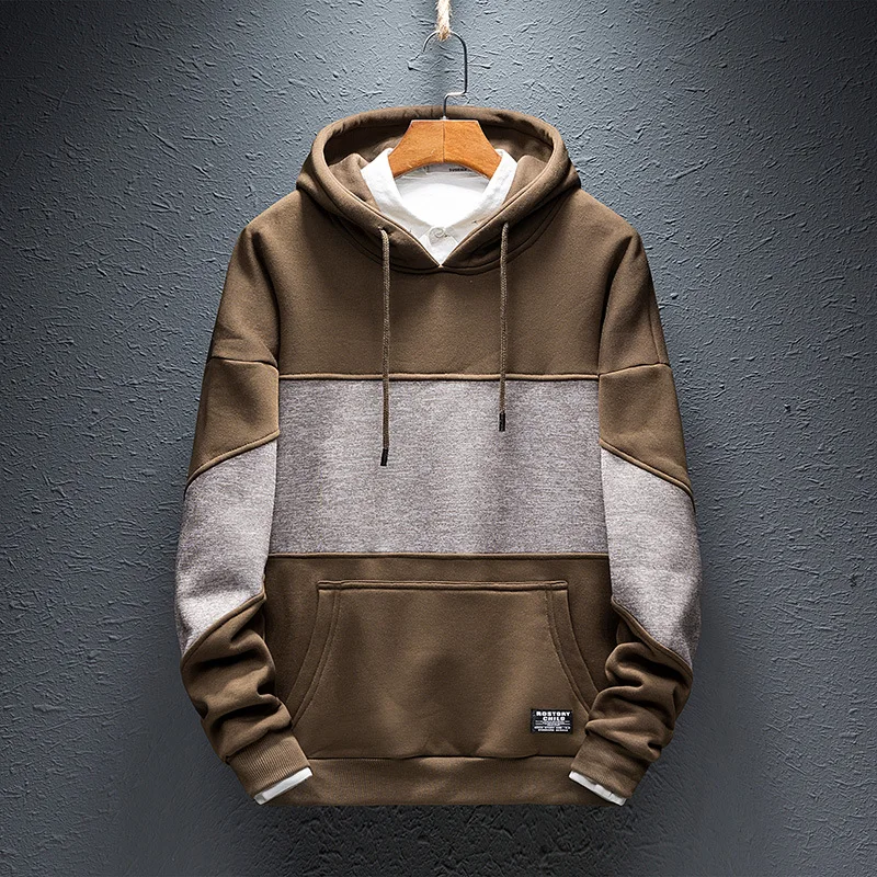 

2021 New Arrival Hot Selling Brand Hoodies Men Spring Autumn Fashion Casual Long Sleeve Streetwear Patchwork Hooded Sweatshirts