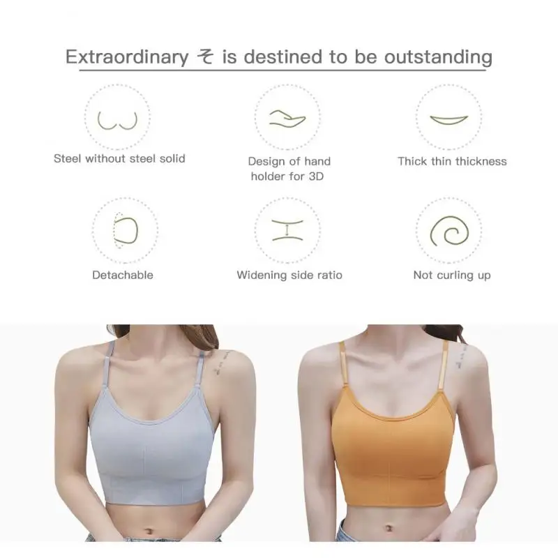 

Sexy Women's Tank Seamless Underwear Female Crop Tops Solid Color Lady Lingerie With Removable Padded Camisole Tank Crop