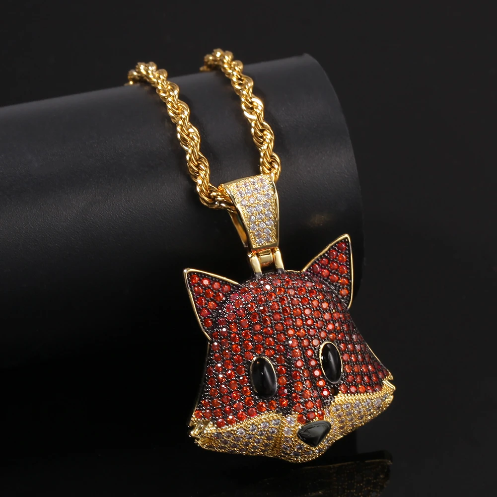 UWIN лиса Полный CZ кулон милый Bling медный материал ожерелье цепь Модные ювелирные изделия Хип-хоп - Окраска металла: Gold