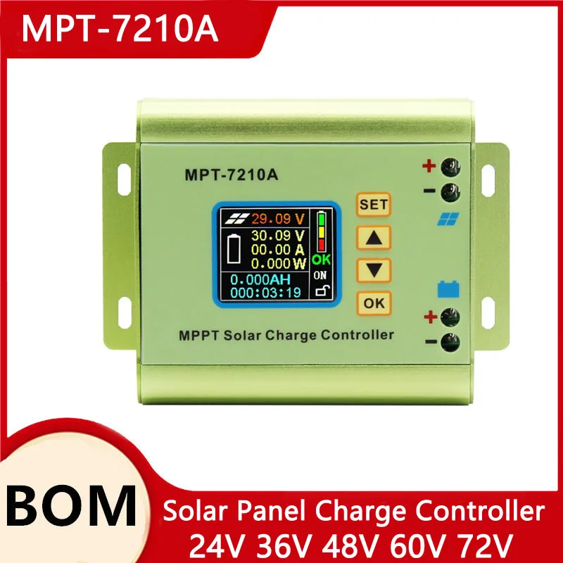 

MPT-7210A LCD MPPT 10A Solar Panel Charge Controller Aluminum Alloy for LiPo Battery output 600W 24V 36V 48V 60V 72V battery pac
