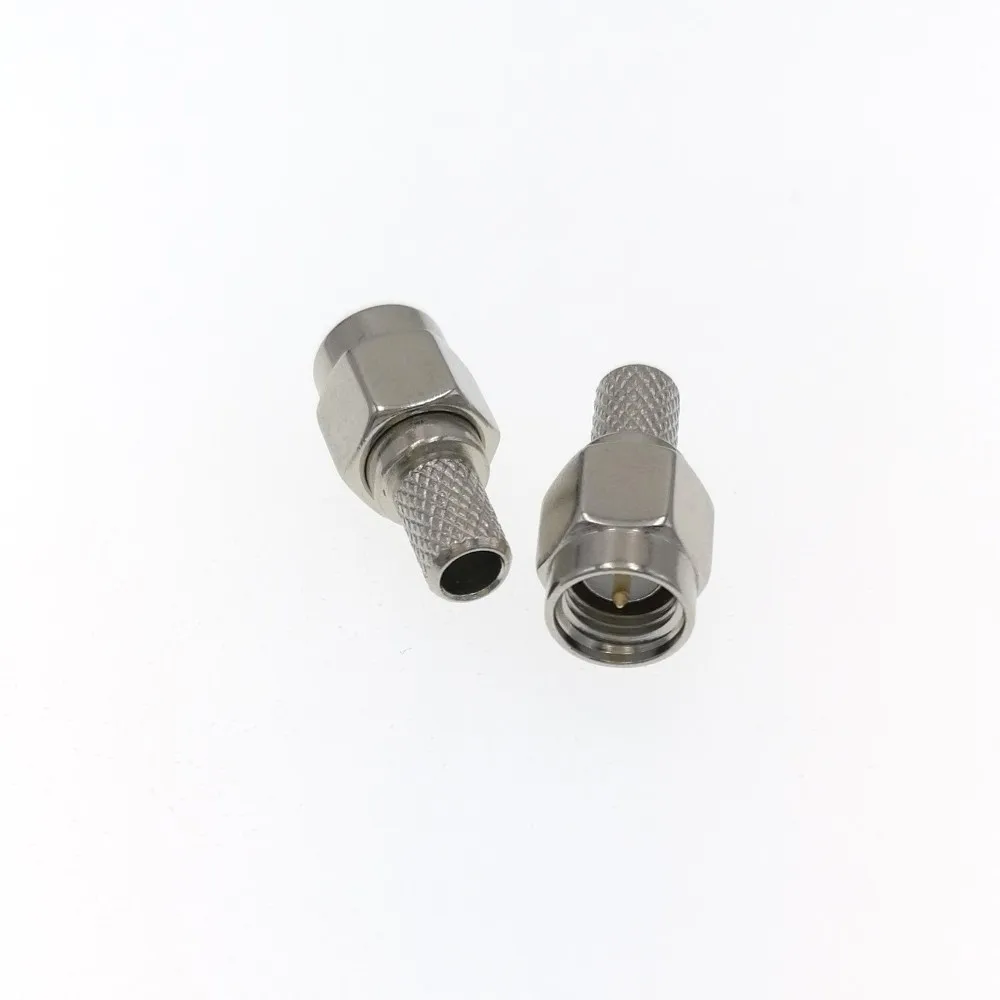 Обжимные штекеры SMA RG58 RG142 LMR195 RG400 прямой радиочастотный Соединитель с никелевым