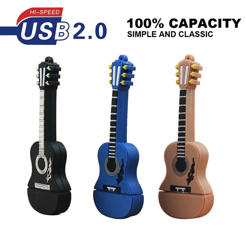 USB флеш накопитель с мультяшной гитарой 2 0 128 Мб 32 ГБ флешка высокоскоростная 64