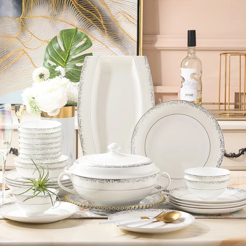 Цзиндэчжэнь семейный набор кухонной посуды обеденное блюдо керамическая посуда