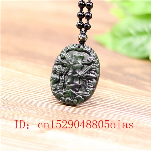 Природный черный зеленый нефрит летучая мышь бамбук ожерелье из бисера