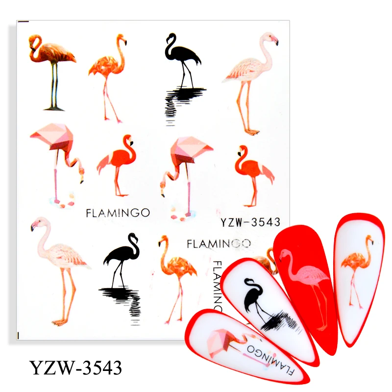 

Nail Water Sticker Color Flamingo Birds Design Decals For Manicure Sliders Nail Art Decorations Nails Accessories