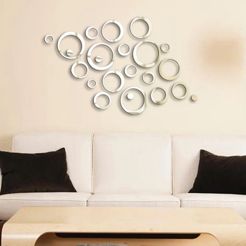 Настенный Стикеры s 23 шт. 3D круги зеркальные настенные DIY виниловые Home Decor Съемный