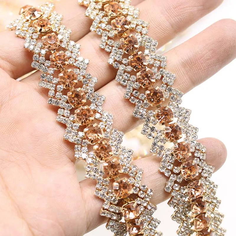 

10Yds Crystal Chain Silver tone Glass Rhinestone Trim Trimming Diy Decoration Ornament Horse Eye Diamond Chain For Shoe Clothing