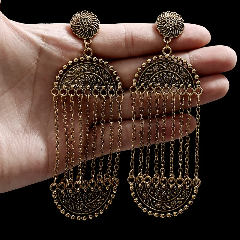 Женские Висячие серьги оверсайз классические овальные с металлической