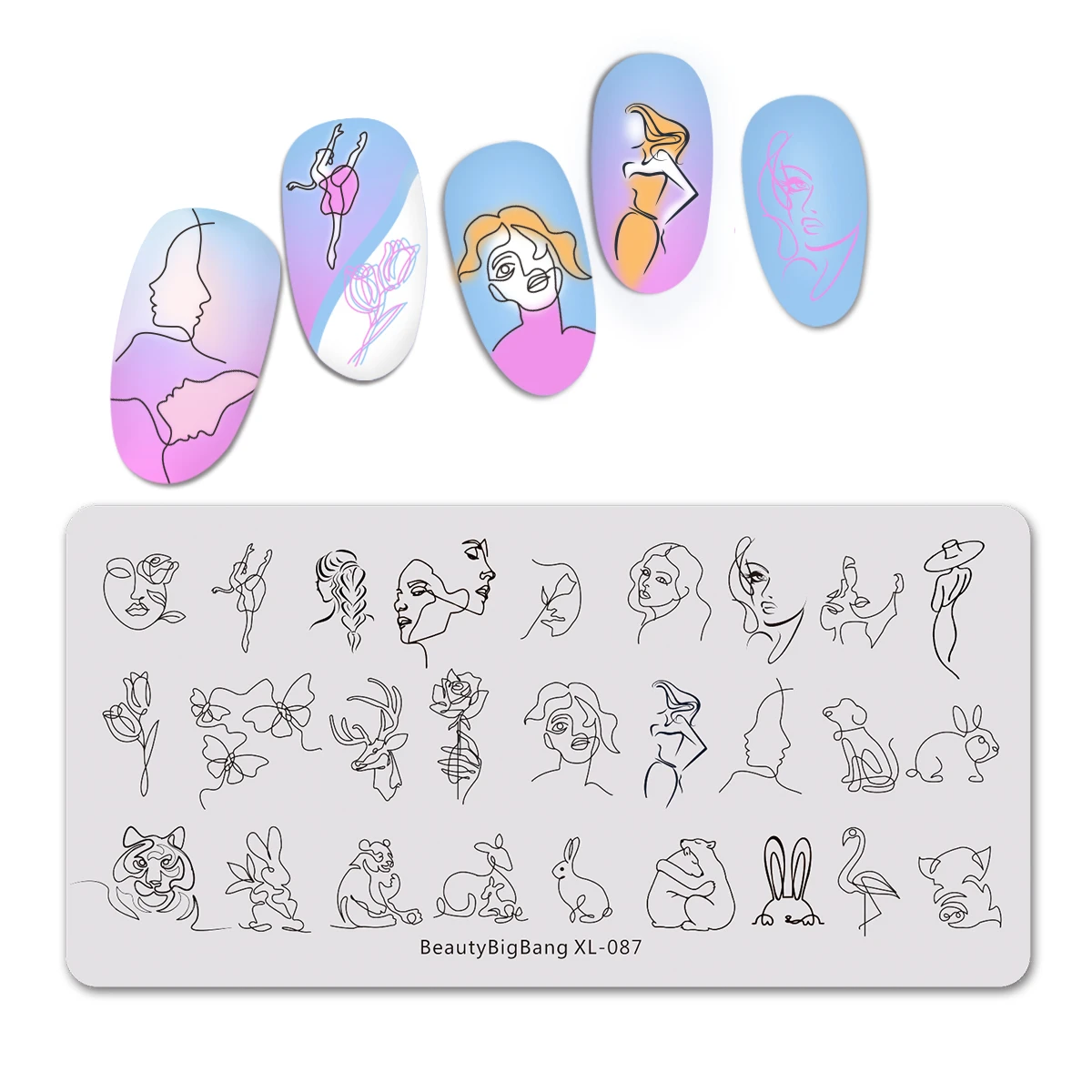 BEAUTYBIGBANG 6*12 см штамповки ногтей пластины шаблон для ногтей Лотос линия цветок бабочка Маникюр изображение ногтей шаблон