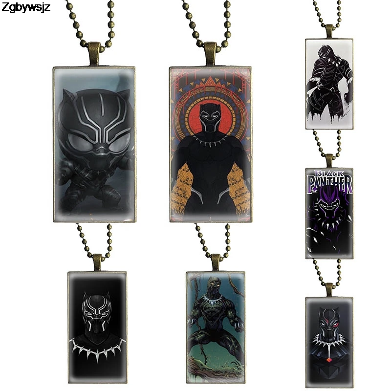 Симпатичная Женская винтажная стеклянная подвеска Wakanda в виде черной Пантеры