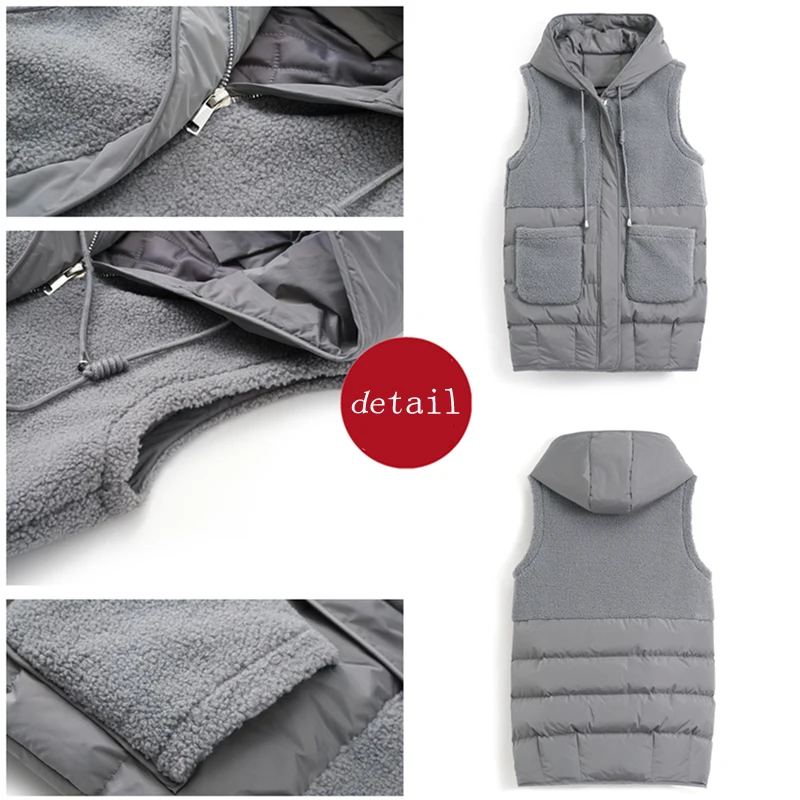 Женский хлопковый жилет средней длины зимний размера плюс шерстяная стеганая
