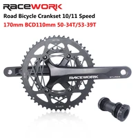 racework road bike crankset 22 speed 110bcd hollow double sprockets 170mm 50 34t 53 39t bicycle crank chainring with bb