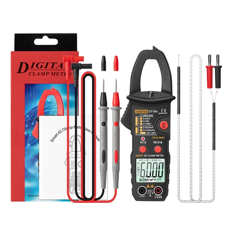 

ST184 Digital Multimeter Clamp Meter True RMS 6000 Counts Temperature Measuring Testers AC/DC Voltage AC Current N11 20 Dropship