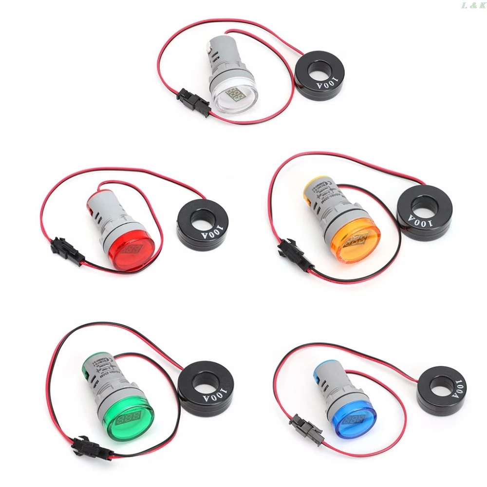 Цифровой амперметр переменного тока 220 в 0 а 22 мм монитор измеритель M13 Прямая