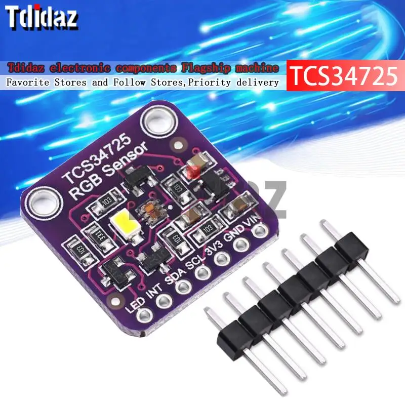 TCS34725 Low Power IR Blocking Filter RGB Light Color Sensor Recognition Diy Kit Electronic PCB Board For Arduino Programmable |
