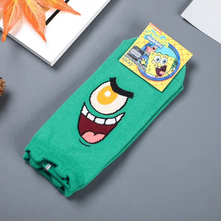 4 Планктона Шелдон носки с принтом Squidward Щупальца Патрик Стар милые забавные женские весенние, летние носки желтые хлопковые короткие носки - Цвет: 4
