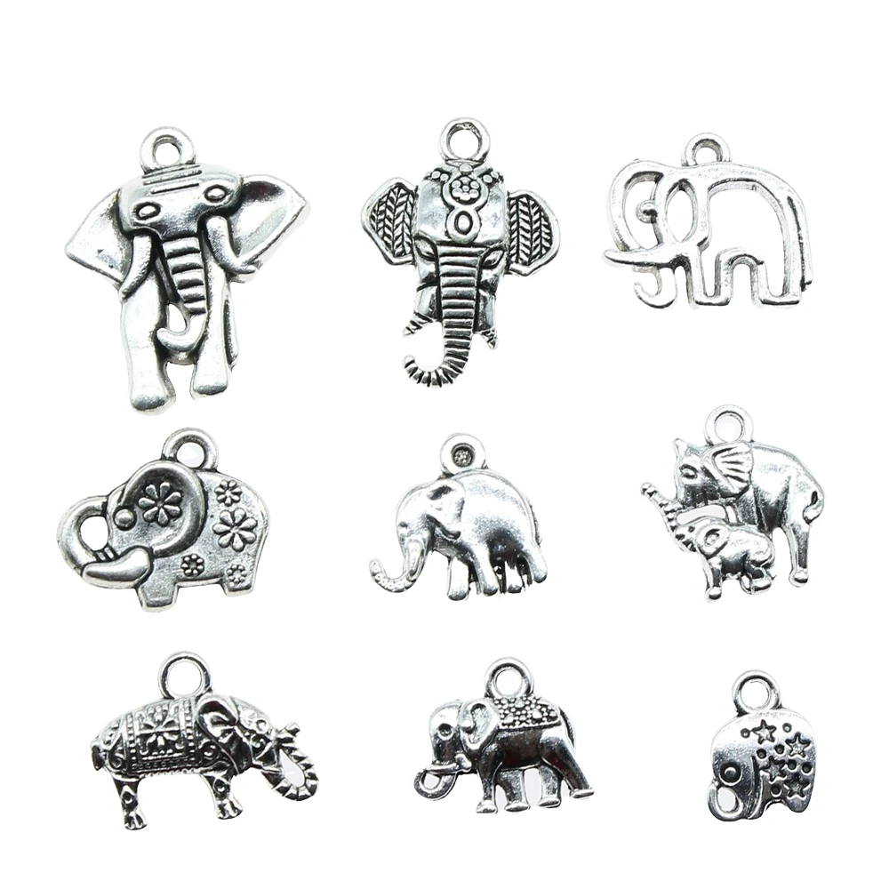 20 шт. / Лот подвески в виде слонов античное серебро милые для браслетов маленькие