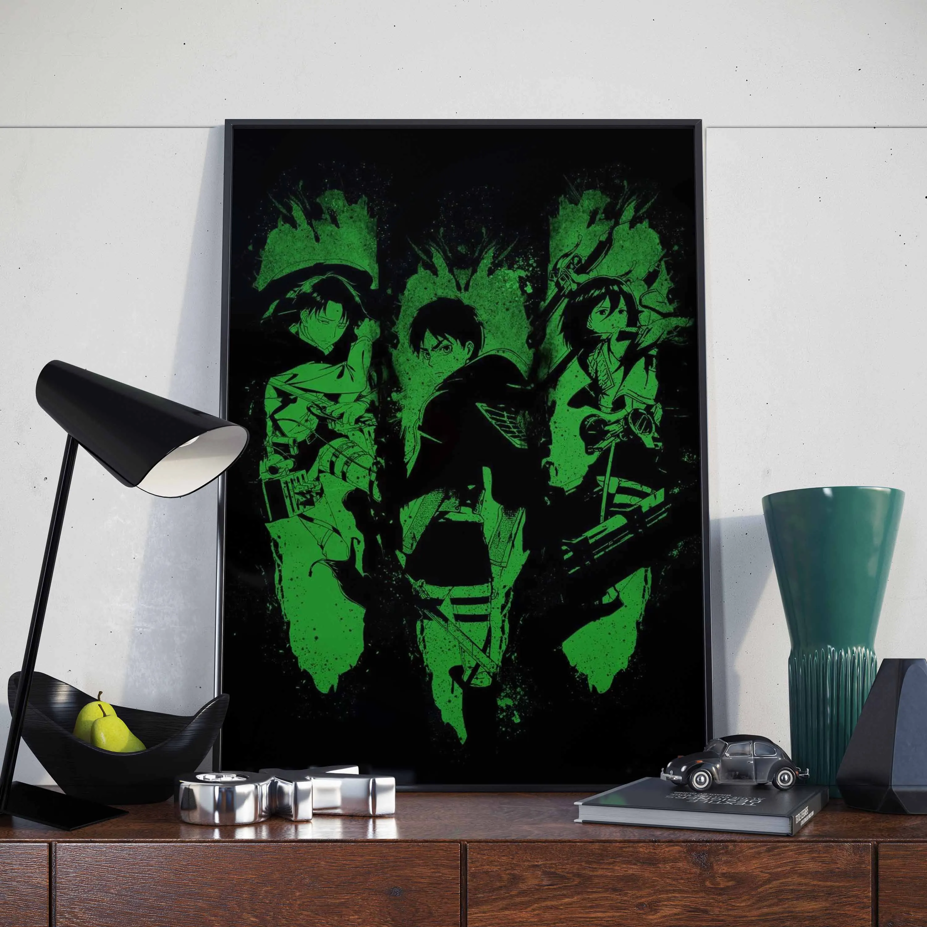 Атака Титанов Постер Эрен Ягер Холст