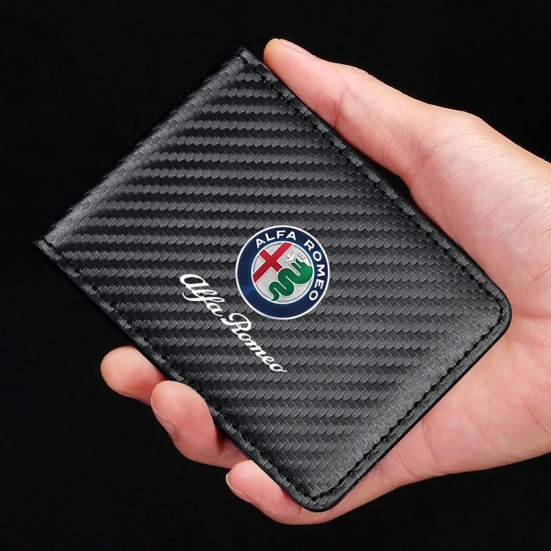 

Auto Driver License Cover Carbon Fiber Car Driving Documents Credit Card Case For alfa romeo 159 147 156 giulietta 147 159 mito