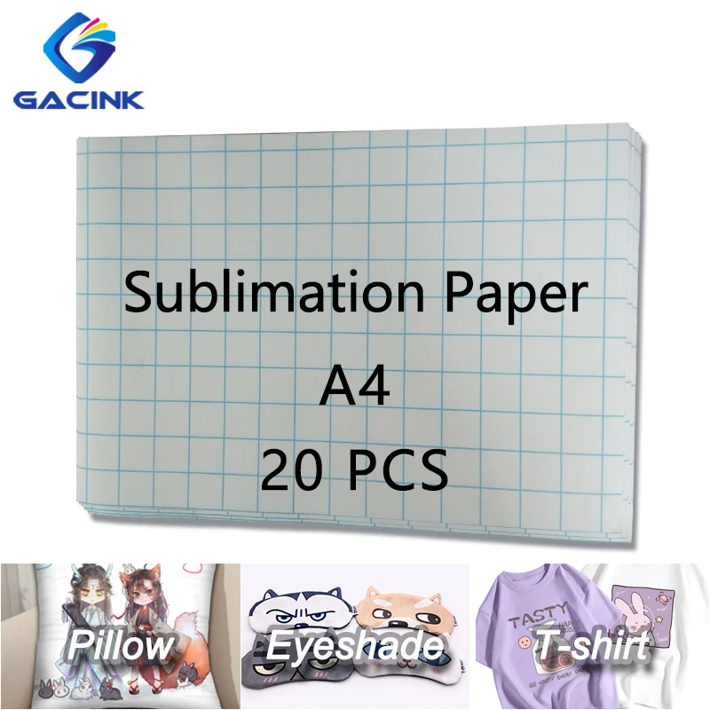 

GACINK A4 Sublimation Paper 20 PCS Heat Transfer Paper For Light Colored T-shirts Fabric Transfer Rate Up to 96% (140 g/Square)