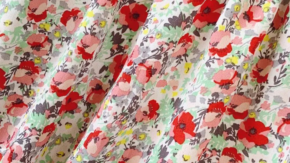 

Sweet Kids Girls Ruffles Candy Floral Print Summer Dress Red and Purple Color Puff Sleeve Fashion Princess Dress
