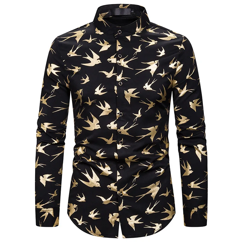 Мужская рубашка с золотым принтом животных новинка 2020 роскошный дизайн