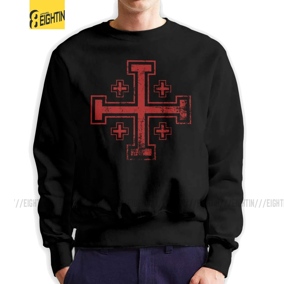 

Crusader Cross Of Jerusalem Knights Templar Men Pullover 100% Organic Cotton Unique Sweatshirts Crewneck Apparel Gift Hoodie