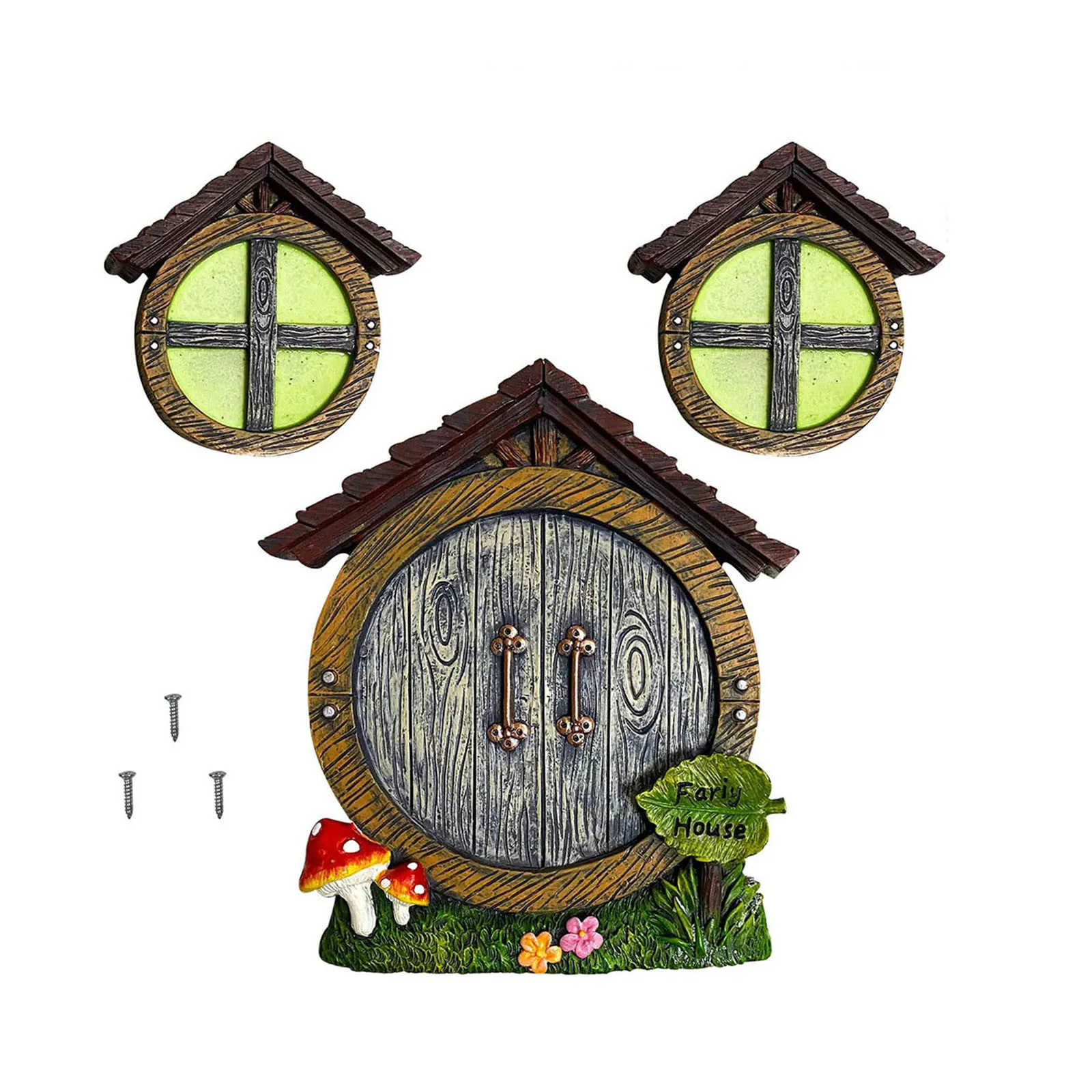Миниатюрный гном сказочного домика окна и двери для деревья во дворе арт садовая