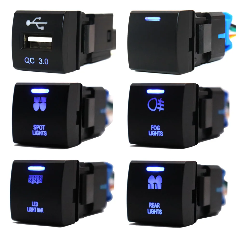 Кнопка включения и выключения для Toyota 12 В синий светодиод RAV4 Camry Hiace Corolla Land Cruiser Prado