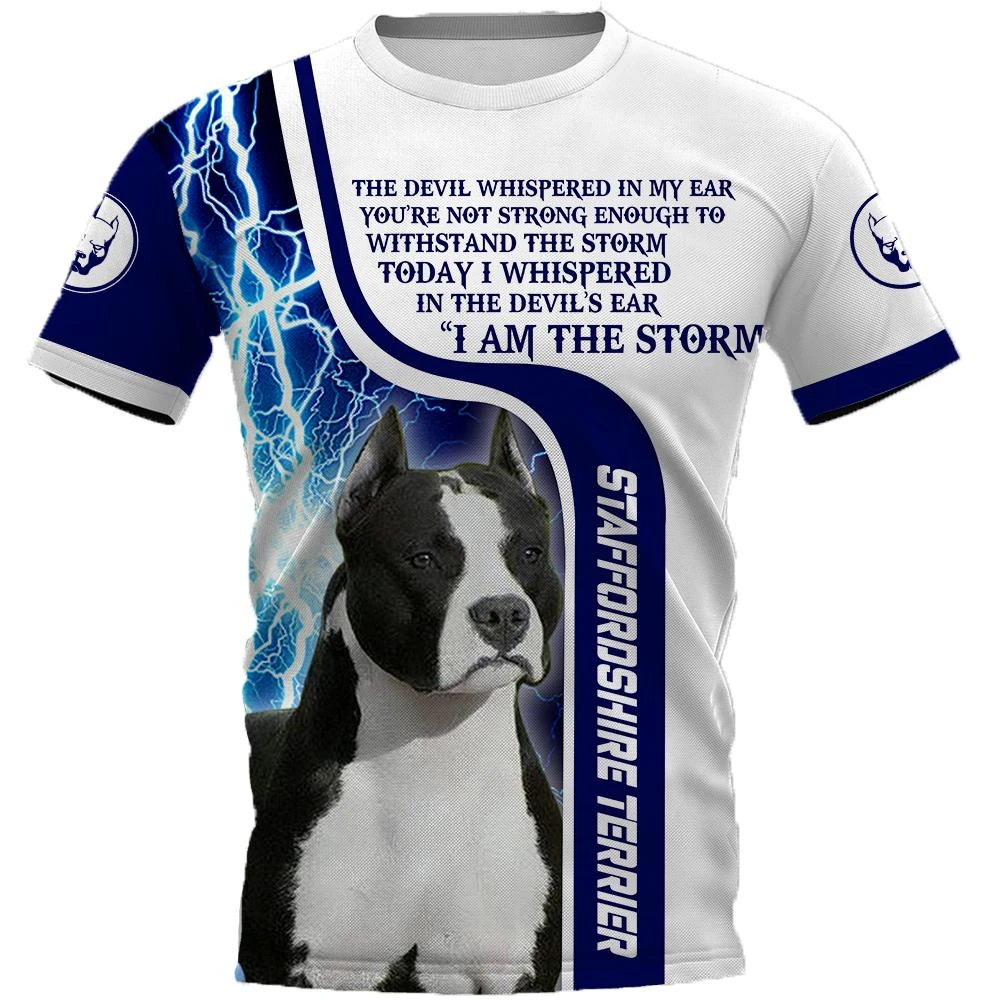 

New Fashion Men's T-shirt Staffordshire Terrier Dog 3D Printed Harajuku Short Sleeve Streetwear Popular Tee Shirt Tops TX-08