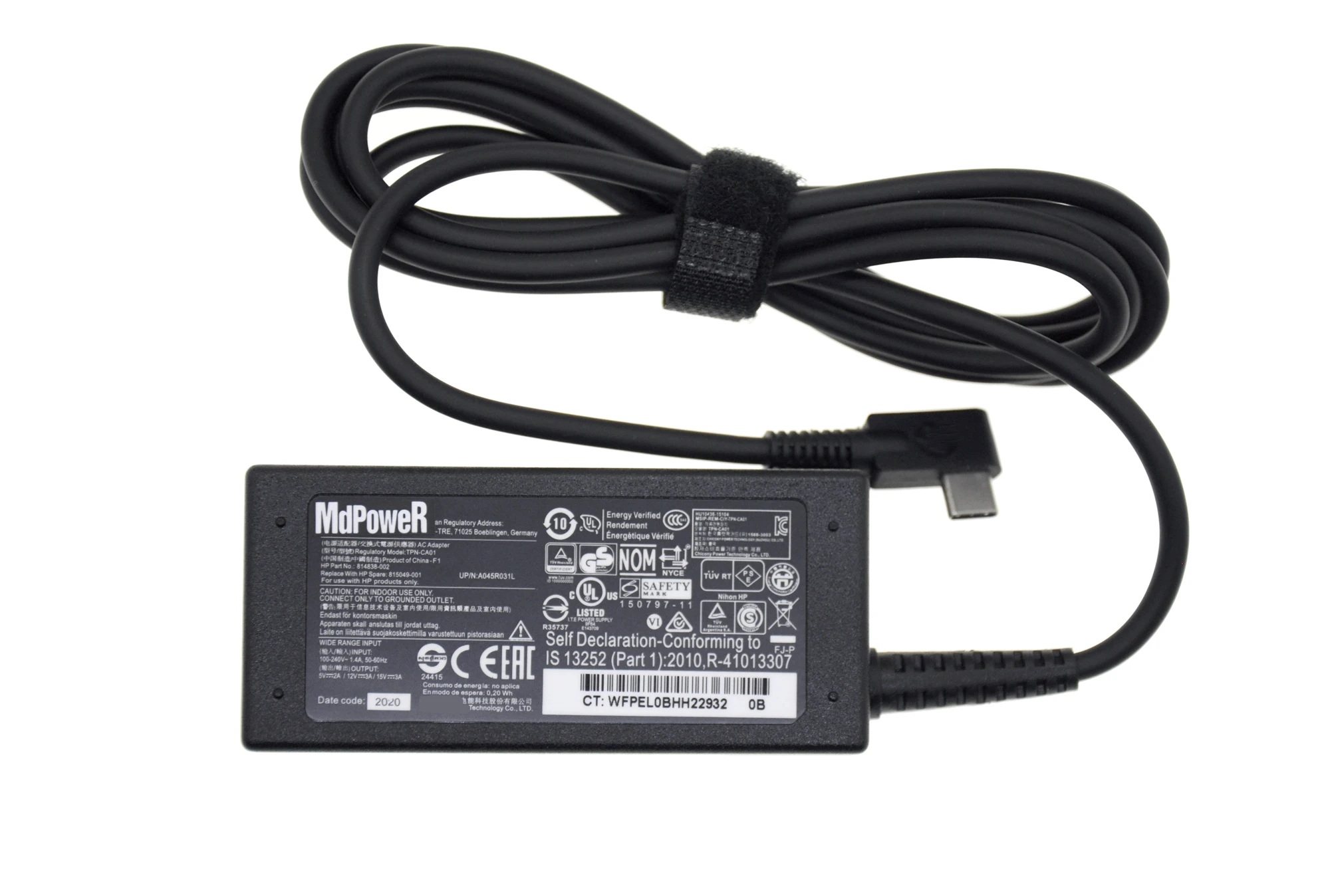 Оригинал 45 Вт Φ 15V 3A для HP TYPE-C spectre 13 Elite x2 1012 G1 G2 Pavilion 12-b000 адаптер переменного тока