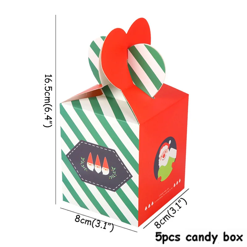 5pcs paper box Рождественская коробка для конфет на день рождения украшения для печенья Подарочная коробка Рождественский Декор для дома упаковочные коробки Navida Natal Декор - Цвет: 5pcs paper box
