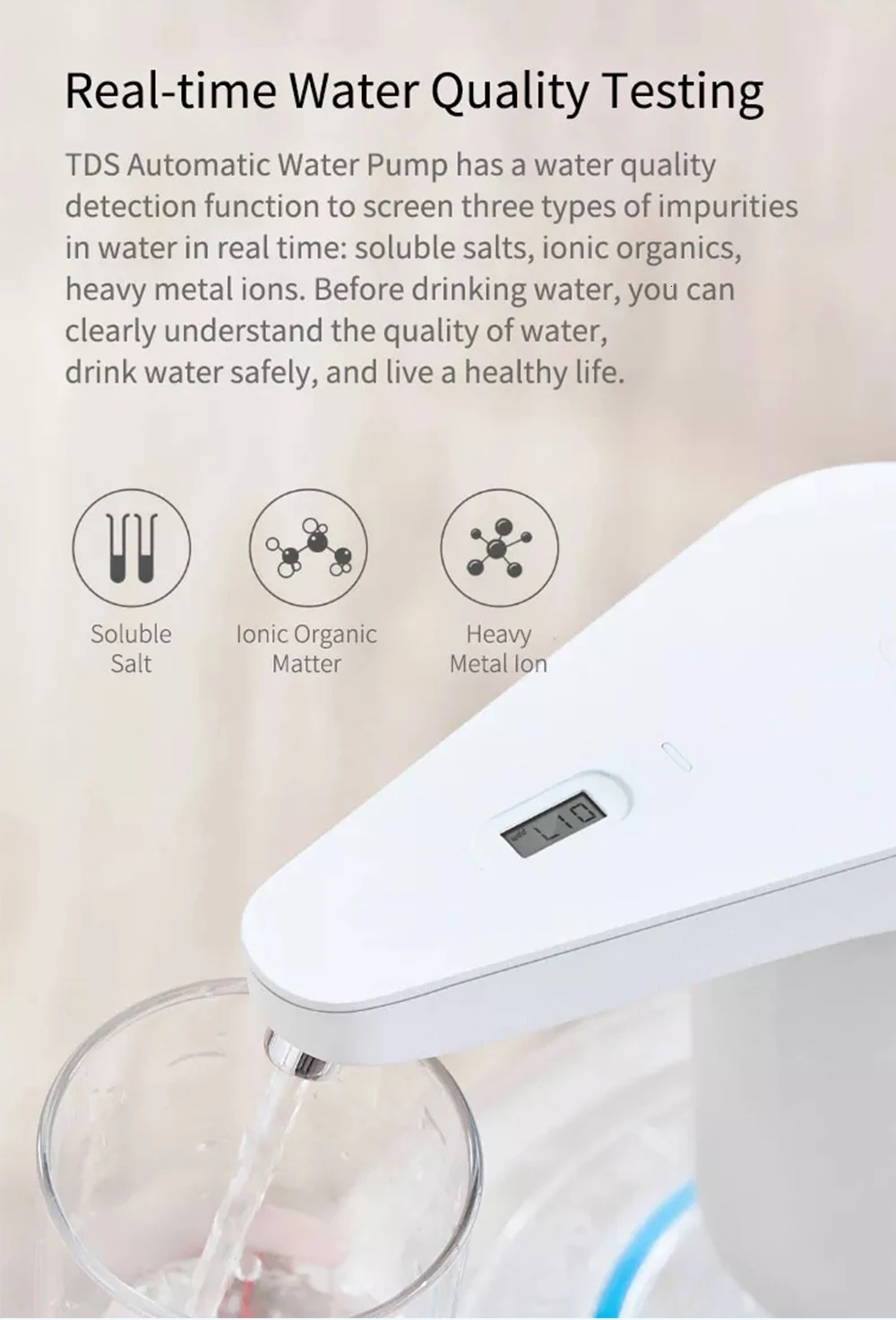 Xiaomi Mijia XiaoLang TDS автоматический дозатор воды насос usb зарядка перезаряжаемый детектор качества воды для домашнего офиса