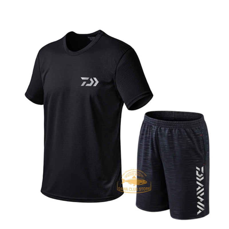 Летний новый костюм для отдыха и рыбалки однотонный с круглым вырезом активного