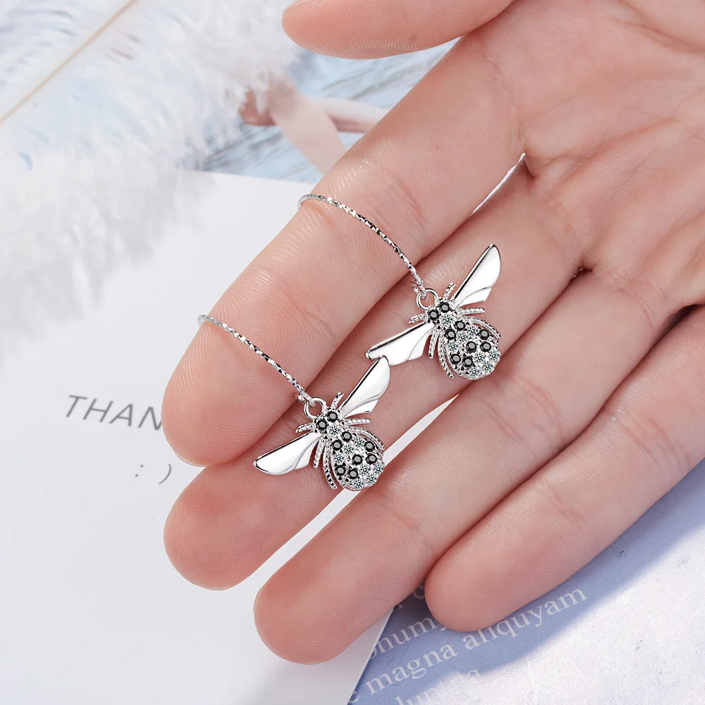 Женское колье из серебра 925 пробы с микро цирконием|Серьги-подвески| |