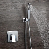 free shipping concealed single function embedded box mixer valve roundsquare shower set with three ways water hand shower
