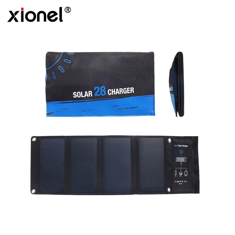 Xionel 3 usb порта 28 Вт 5 В Складной Водонепроницаемый Открытый Быстрая зарядка солнечное зарядное устройство с Солнечная энергия солнечная панель
