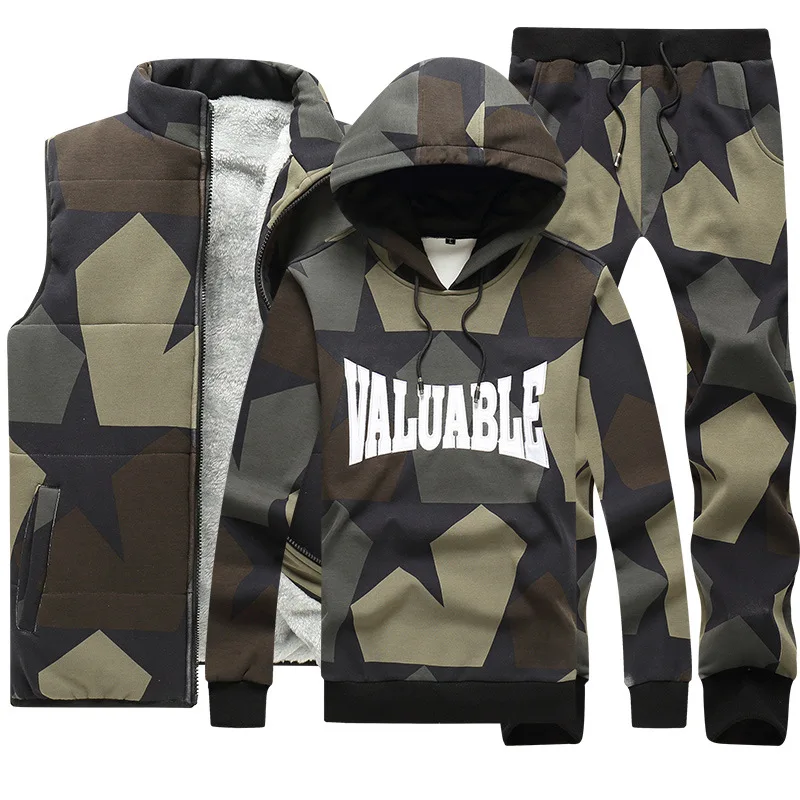 

Camouflage Sports Suits Men's Long-sleeved Sweatshirt Hoodie Sweatpants Suit Men's Comprehensive Training 3 Pieces Set