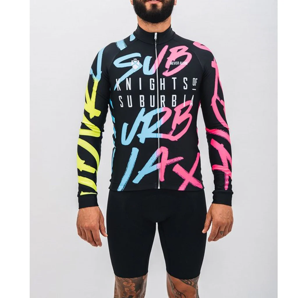 

Knights Of Suburbia Men's Long Sleeve Jerseys And Bib Shorts Suits Ropa Ciclismo Hombre Bicicleta Apparel Sprotsewar Uniforme