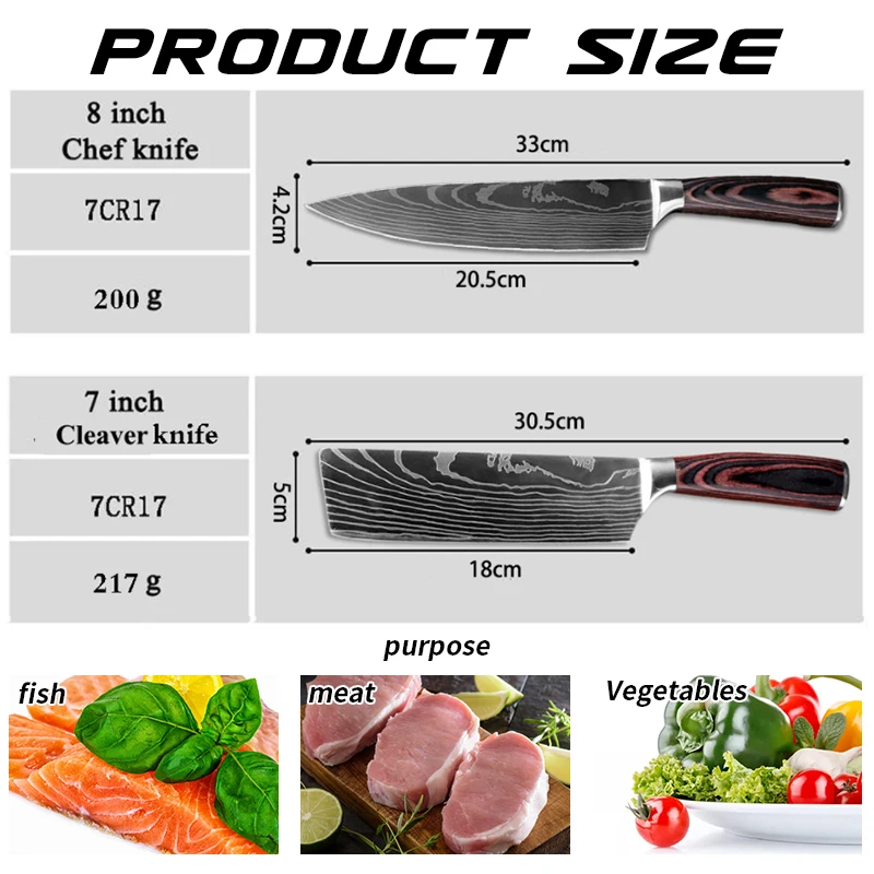 Набор кухонных ножей дамасский лазерный узор 2 шт. японские ножи шеф-повара для