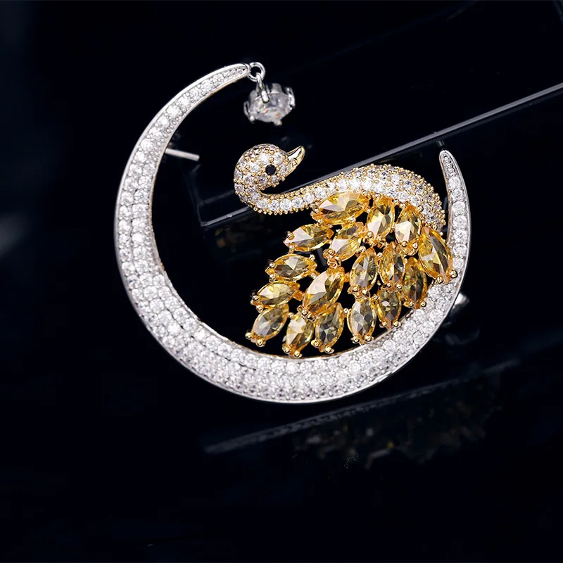 Высокое качество сверкающий Цирконий Лебедь брошь для женщин пальто ювелирные