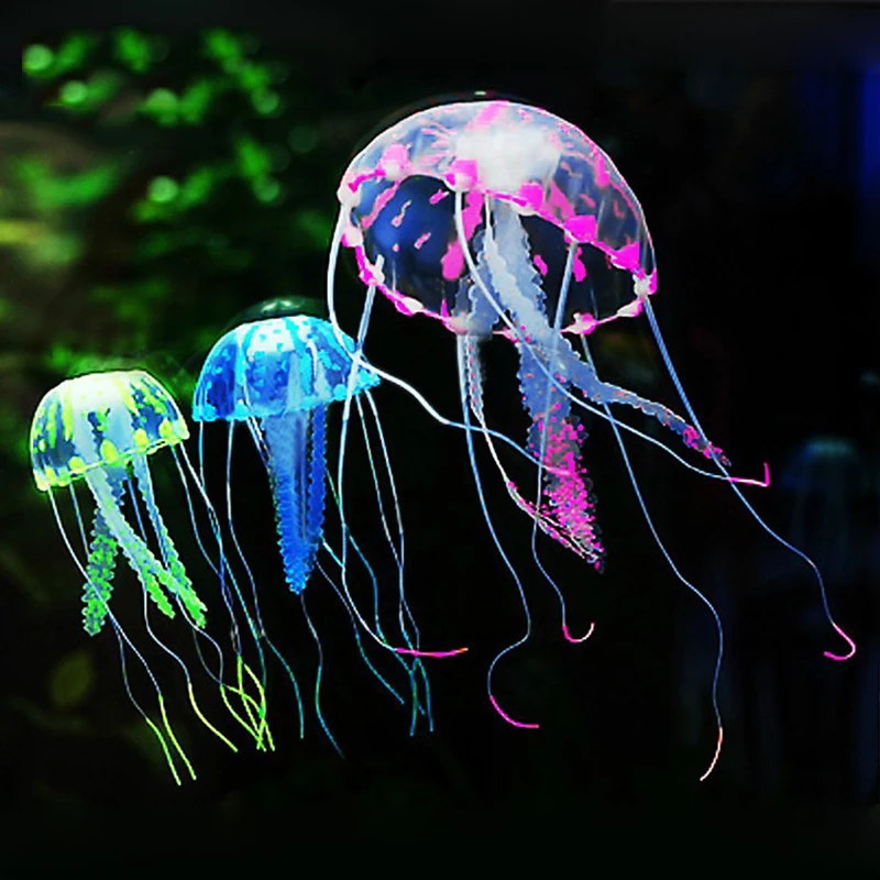 Colorido Artificial brillante efecto Medusa tanque de peces de acuario decoraci&oacute;n Mini submarino ornamento decoraci&oacute;n acu&aacute;tico suministros para mascotas-5